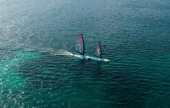 Море, спорт, спортсмены, снаряжение, виндсерф