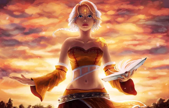 Девушка, знак, книга, Witch Fantasy Girl