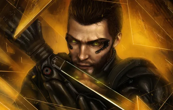 Картинка лицо, мужчина, киборг, Square Enix, art, Deus Ex: Human Revolution, human revolution, deus ex