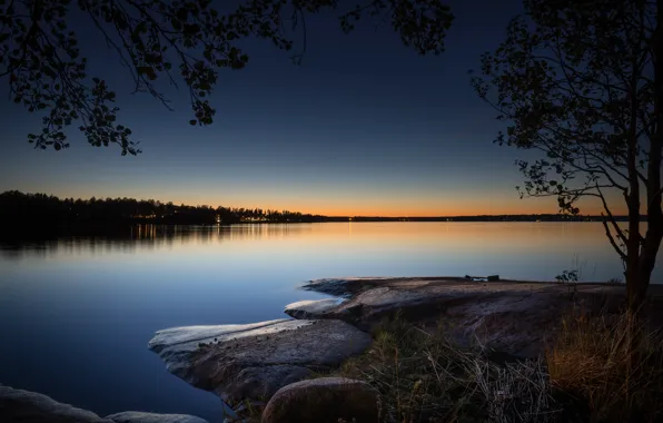 Озеро, вечер, Финляндия, Finland, Kotka, Kymenlaakso