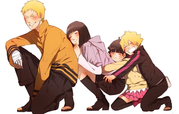 Дети, семья, арт, Наруто, Naruto, Хината, Боруто