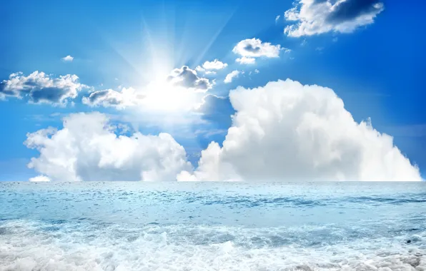 Картинка море, волны, пляж, небо, берег, beach, sky, sea