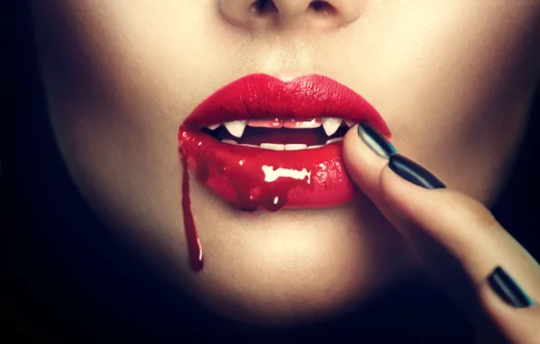 Картинка lips, vampire, fingers, bllod