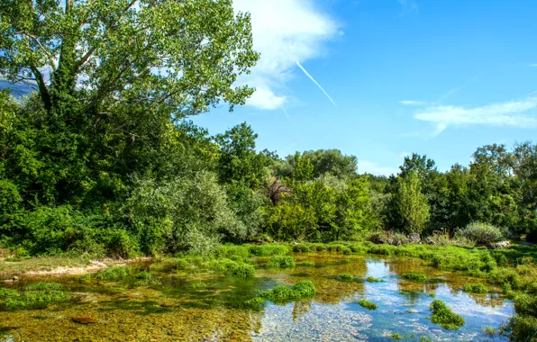 Небо, облака, озеро, Хорватия, Cetina