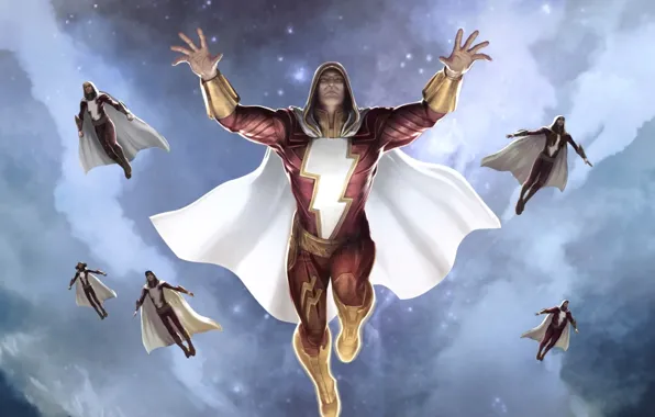 Фантастика, арт, плащ, супергерой, dc comics, Shazam, Captain Marvel, Billy Batson