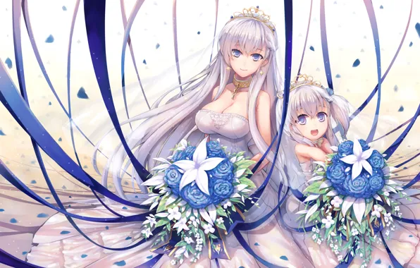 Girl, sexy, cleavage, long hair, dress, boobs, anime, beautiful