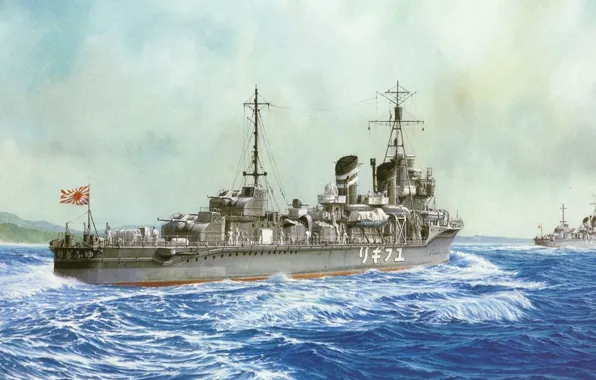 Корабль, арт, флот, военный, японский, эсминец, WW2, destroyer