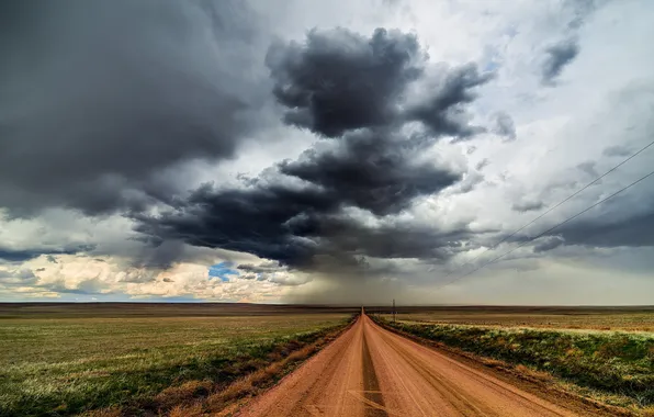 Дорога, небо, пейзаж, природа