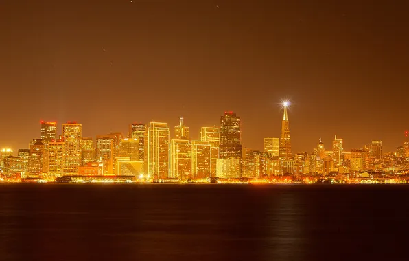 Ночь, огни, дома, Сан-Франциско, США