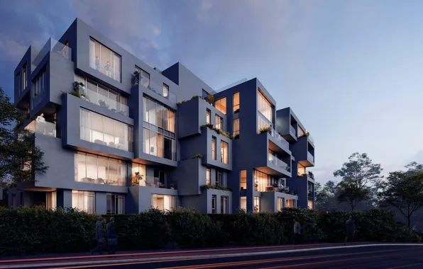 Небо, деревья, строение, кусты, Beykoz Housing Project at Bosphorus