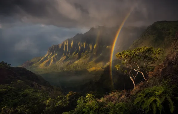 Картинка горы, природа, радуга