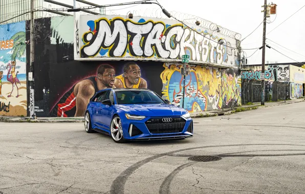 Audi, Blue, Graffiti, Avant, RS6, VAG