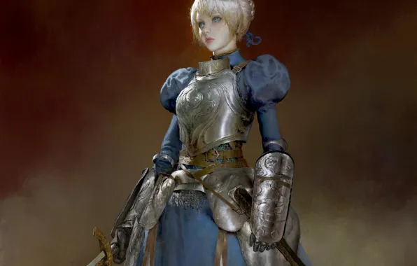 Девушка, живопись, Saber, сейбер, Fate / Stay Night, Судьба Ночь схватки