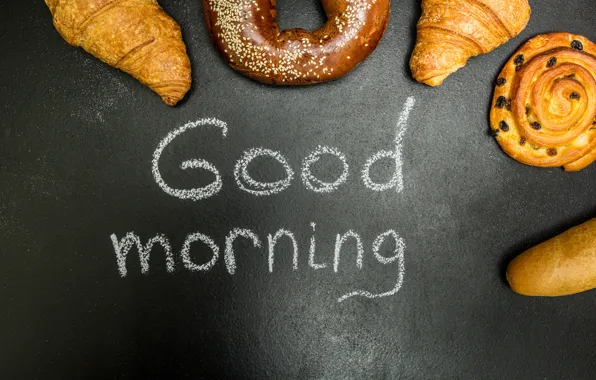 Картинка пончики, выпечка, good morning, круассаны, croissants