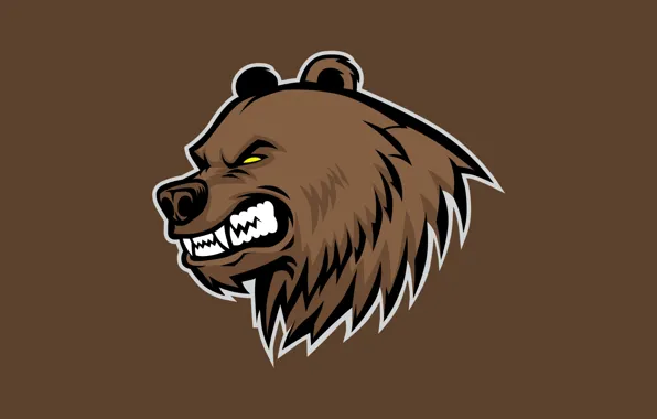Обои, медведь, оскал, graphics, wallpaper, bear, brown background, фон дисплея