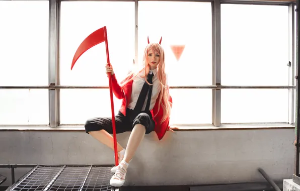 Anime, model, women, cosplay, anime girls, chainsaw, women indoors, peachmilky