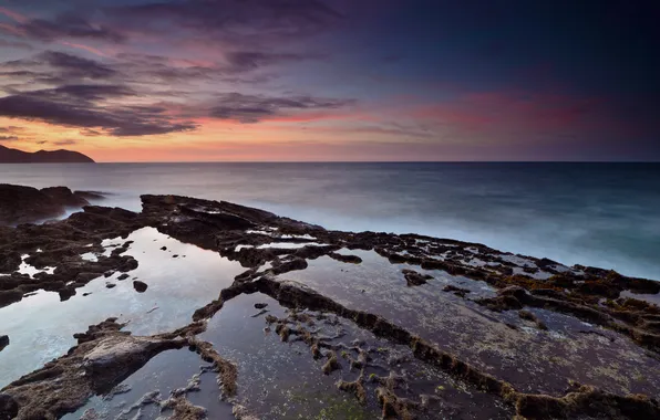 Картинка море, вода, камни, вечер