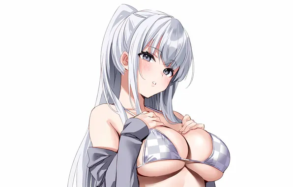 Girl, sexy, cleavage, long hair, boobs, sexy girl, anime, beautiful
