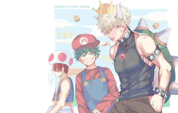 Супер Марио, парни, косплей, Моя геройская академия, My Hero Academia, Boku No Hero Academia, Мидория …