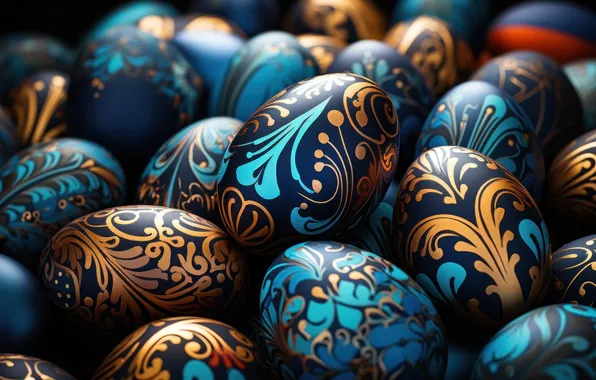 Праздник, узор, яйца, весна, Пасха, крашеные, крашенки, ИИ-арт