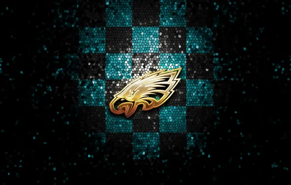 Wallpaper, sport, logo, NFL, glitter, checkered, Philadelphia Eagles