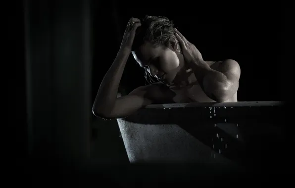 Девушка, фон, ванна