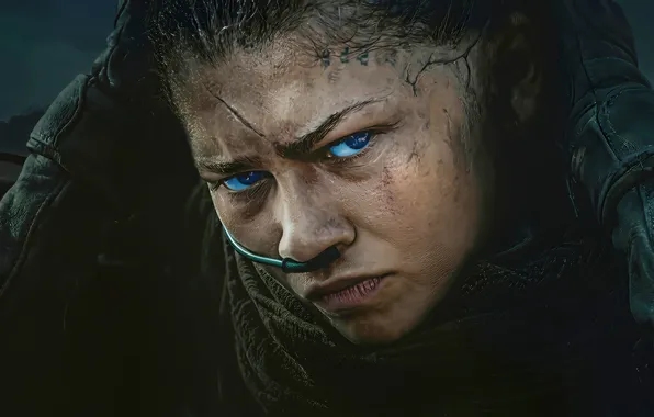 Картинка взгляд, девушка, голубые глаза, шрам, Зендая, Zendaya, Дюна: Часть третья, Dune: Part Three