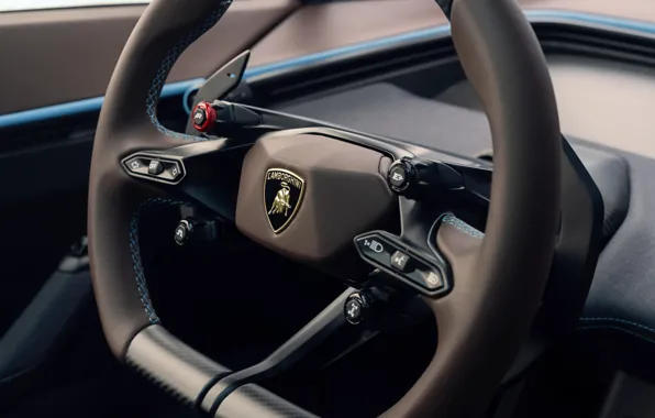 Lamborghini, logo, lambo, steering wheel, Lamborghini Lanzador Concept, Lanzador