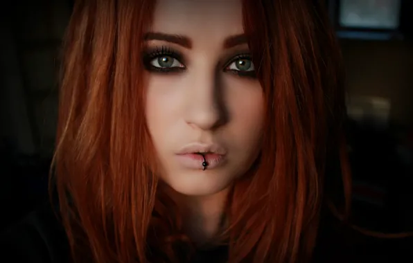 Глаза, пирсинг, girl, eyes, redhead, piercing, Lolina Green