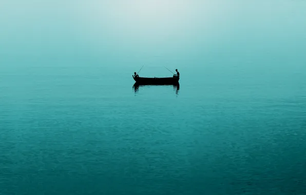 Море, лодка, рыбалка, рыбаки