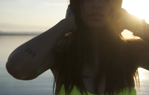 Sunset, Girls, tits, silhouette, Tits, Big Tits, BIG TITS, TITS