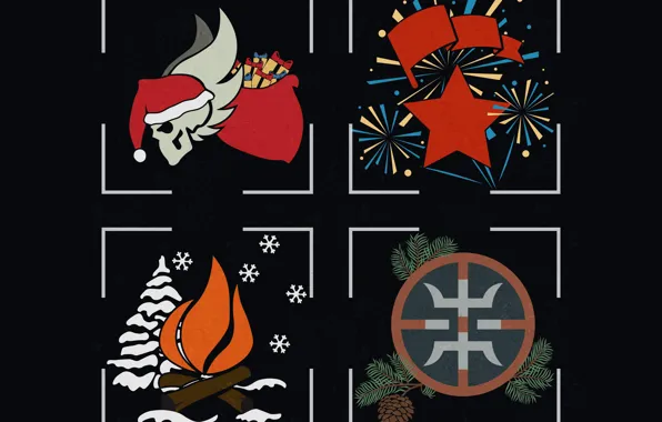 Картинка звезда, череп, новый год, логотип, костер, знамя, нашивка, survarium