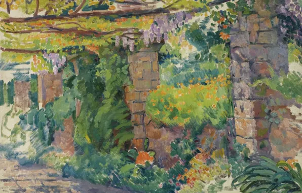 Пейзаж, картина, Беседка, 1911, Theo van Rysselberghe, Тео ван Рейссельберге