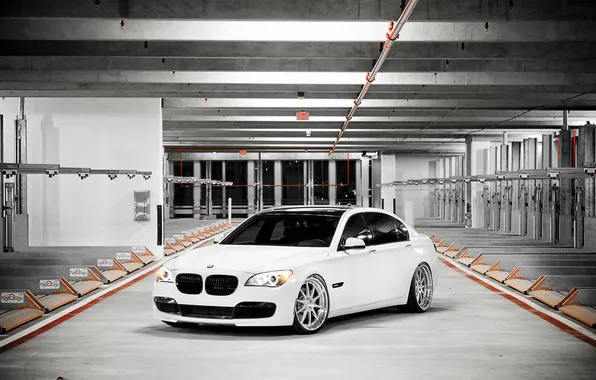 Картинка City, cars, auto, wallpapers auto, обои авто, Parking, Bmw 7series, widescrin