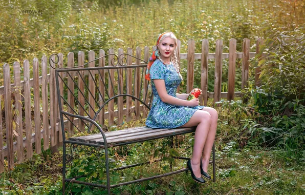 Лето, девушка, модель, портрет, гламур, блондинка, красавица, ножки