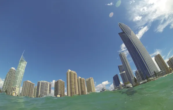 Картинка море, небоскребы, Австралия, Голд кост