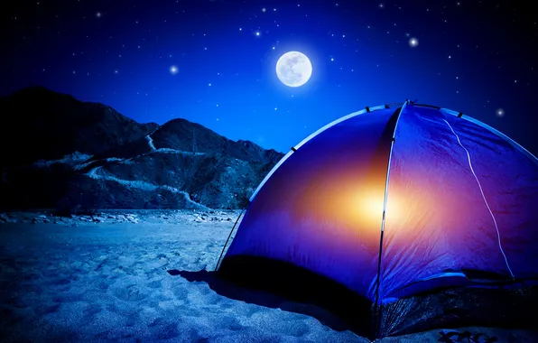 Картинка night, stars, camping tent