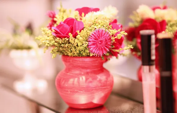 Картинка цветы, красный, вазочка