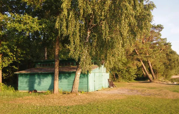 Закат, сарай, опушка, литва