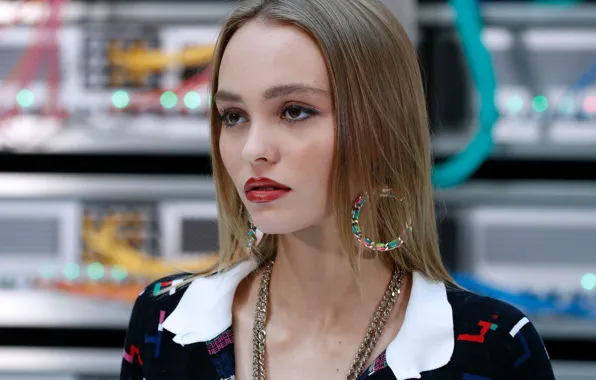Взгляд, поза, модель, макияж, актриса, украшение, Лили-Роуз Депп, Lily-Rose Depp
