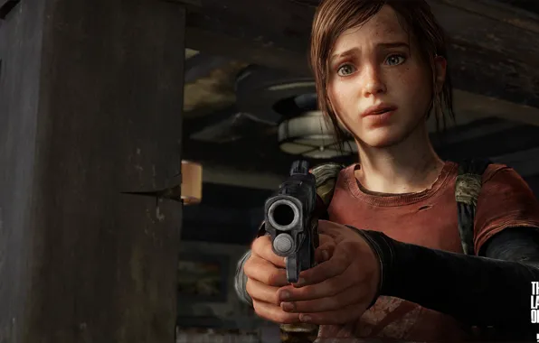 Девушка, пистолет, оружие, арт, The Last of Us, один из нас