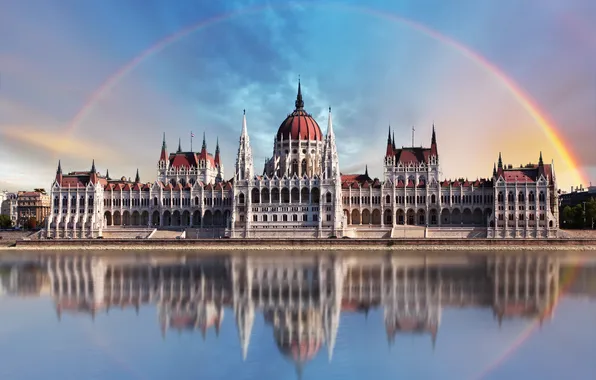 Картинка город, река, замок, Будапешт