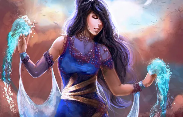 Вода, девушка, фантастика, арт