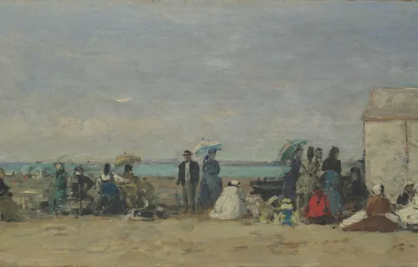 Картина, Эжен Буден, Eugene Boudin, Пляжная сцена. Трувиль