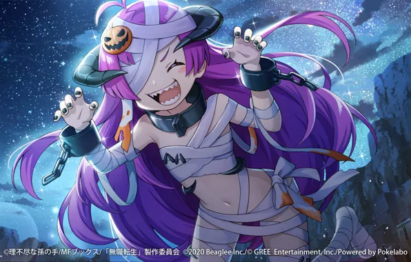 Девушка, Хэллоуин, рожки, бинты, Mushoku Tensei: Isekai Ittara Honki Dasu, Kishirika Kishirisu