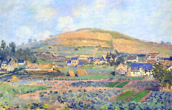 Картинка пейзаж, картина, Клод Моне, Гора Рибуде в Руане. Весна