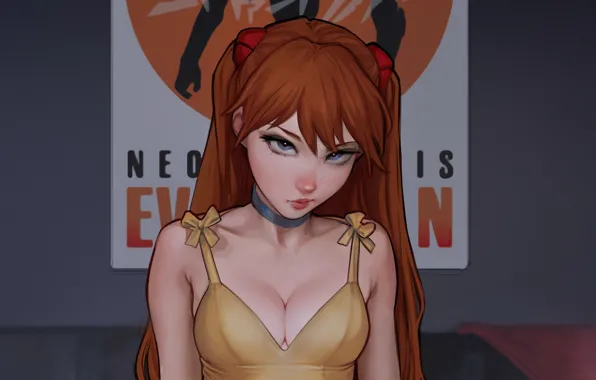 Evangelion, art, neon, genesis, redhair, Asuka Langley Sohryu