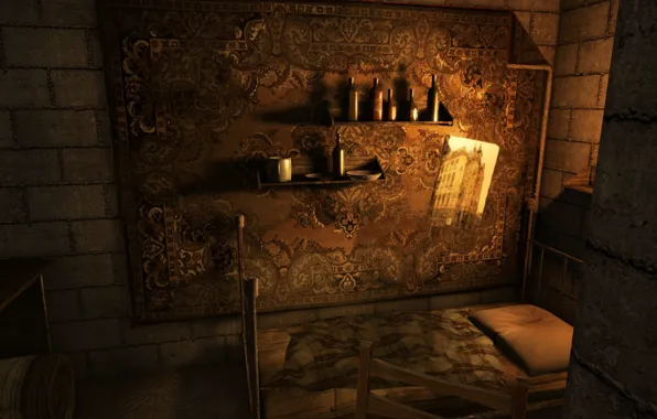 Метро, ковер, бутылка, луч, полка, metro 2033, метро 2033, metro