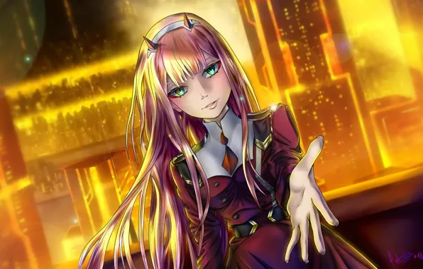 Девушка, фон, Darling In The Frankxx, Милый во Франксе