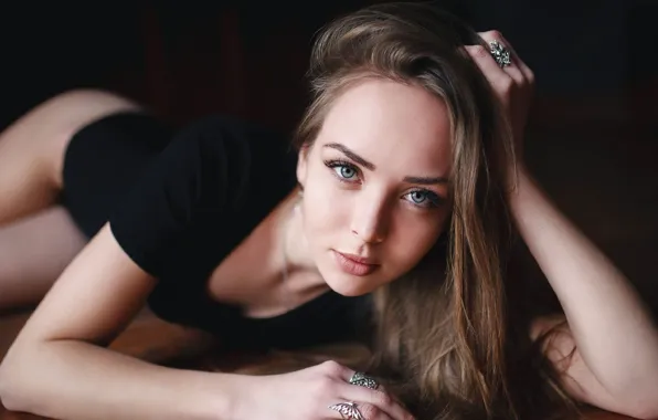 Взгляд, девушка, лицо, поза, фон, милая, модель, портрет